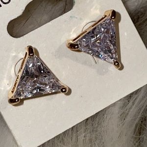 Brilliant Trillion cut cubic zirconia studs.